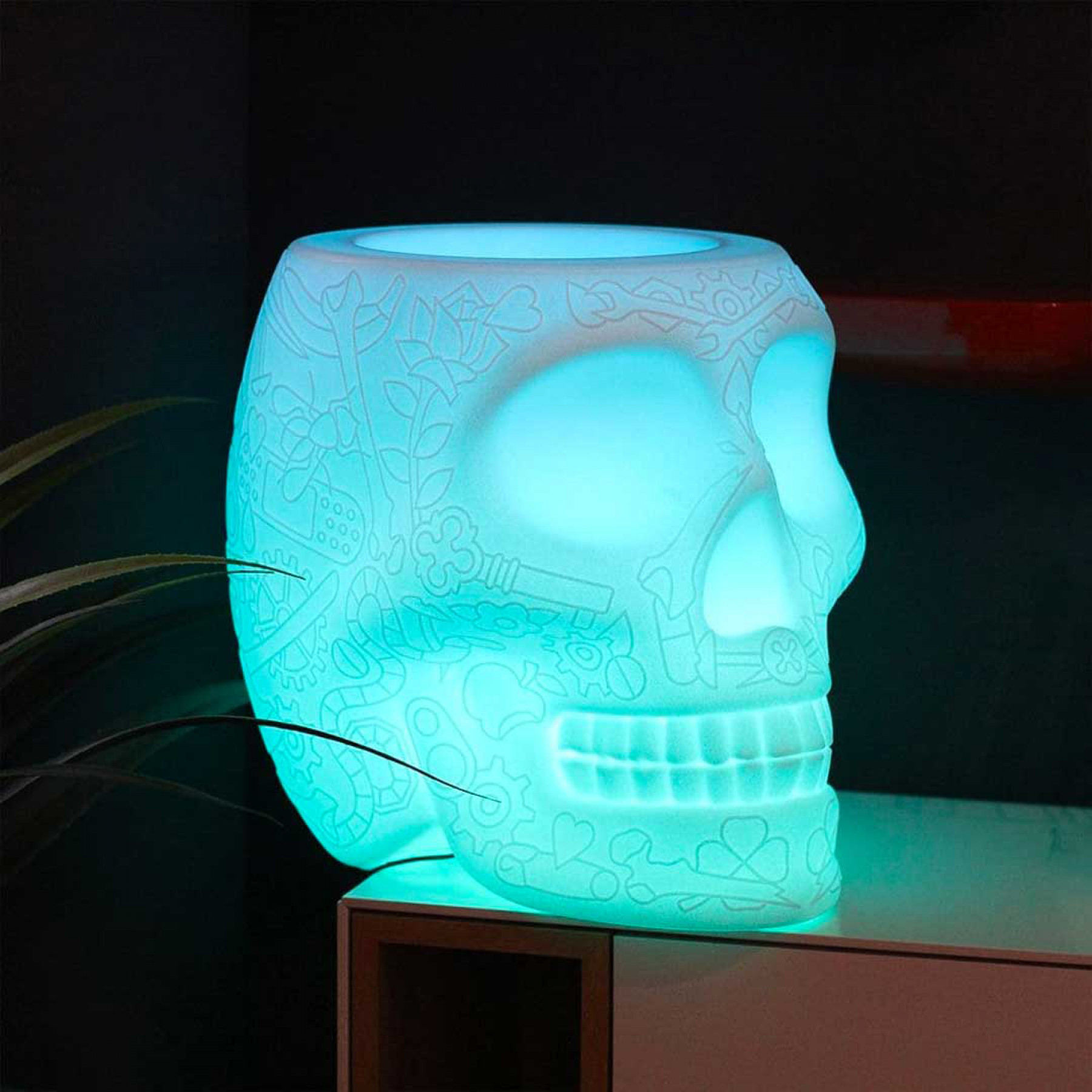 Mexico Planter and Champagne Cooler Lamp with Rechargeable Led