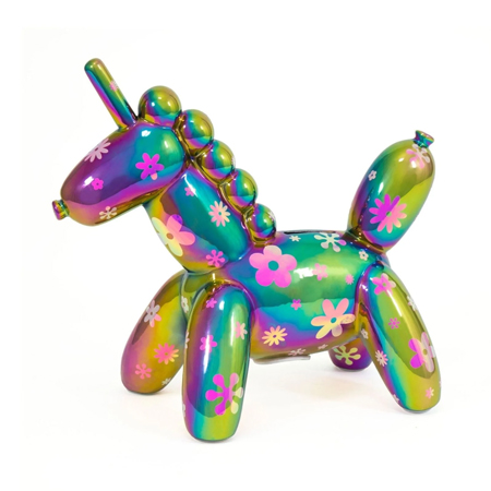 Balloon Money Bank Unicorn w Flowers